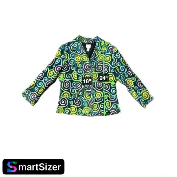 Chicos Metallic Embroidered Jacket Multicolor Spiral Design Sz Medium - Picture 7 of 10